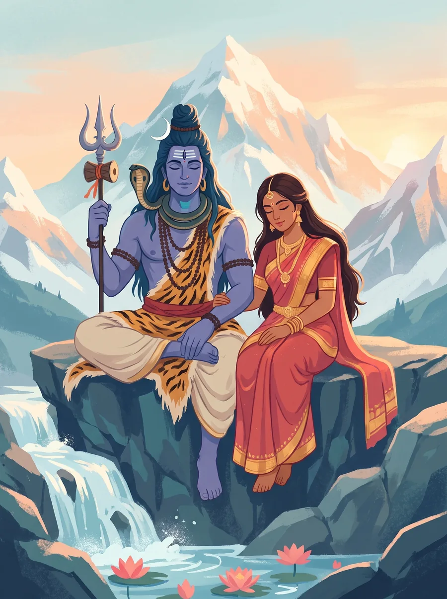 With Parvati on Kailash, as the sun comes up