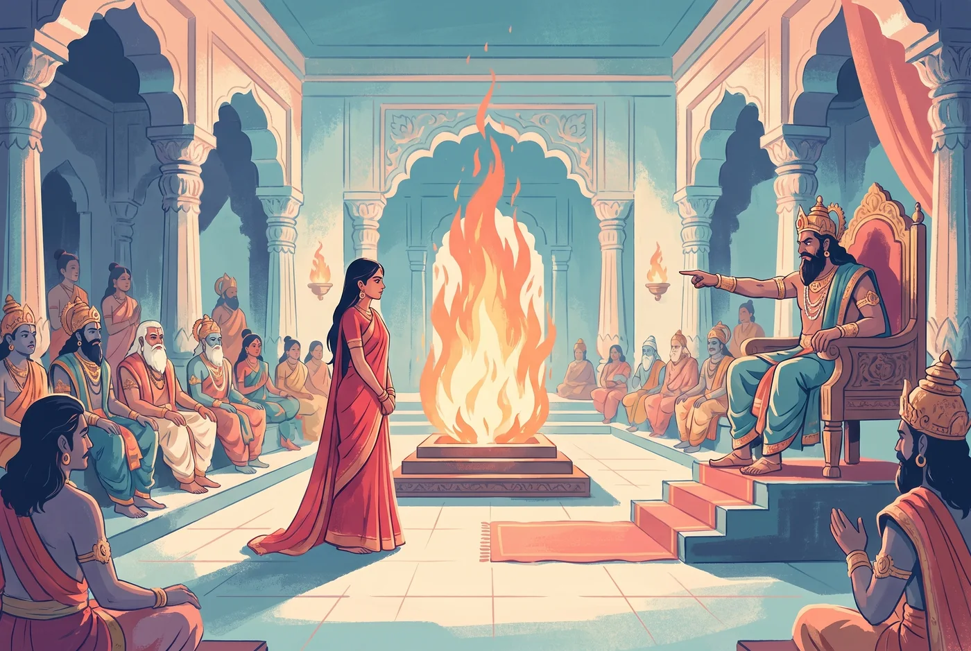 Sati faces her father at the sacrifice