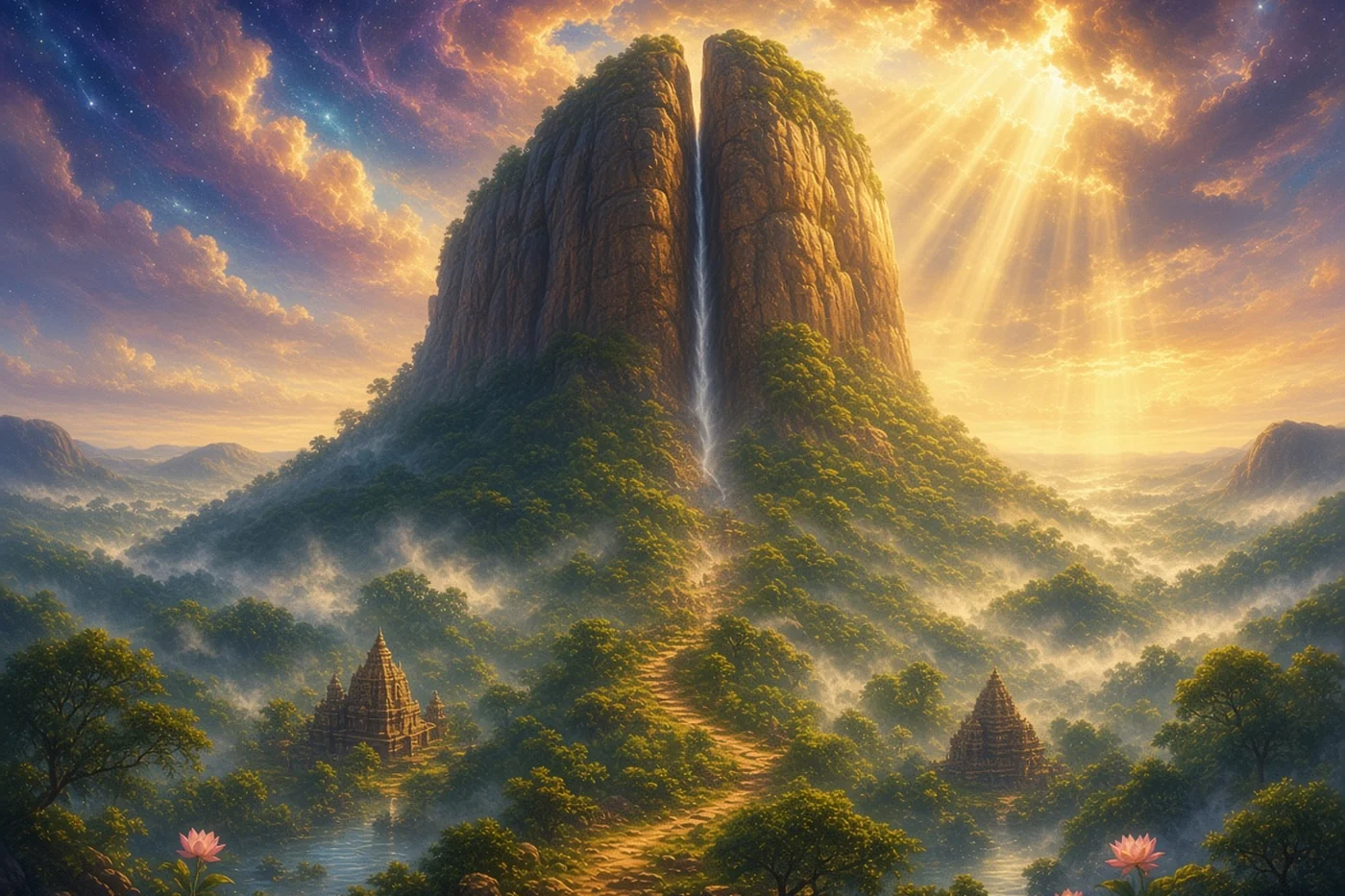 The split mountain of Ugra Stambham rises over the Nallamala forest