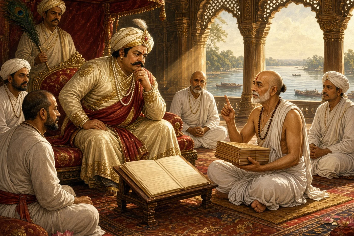 Ramesh Shastri tells the raja of Taherpur of the autumn worship of Durga