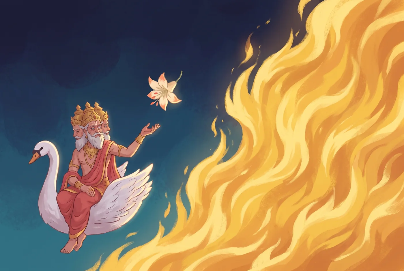 Brahma meets the ketaki flower beside the fire